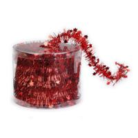 Kerstslinger - rood - folie lametta - 3,5 cm x 700 cm - kerstboom versieringen/decoratie - thumbnail