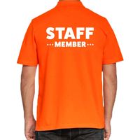 Staff member / personeel tekst polo shirt oranje voor heren