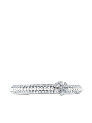 David Morris bracelet torque Pearl Rose en or blanc 18ct serti de diamants - Argent