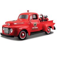 Ford F-1 Pick-Up 1948 + Harley-Davidson FL Panhead 1:24 Diecast Set