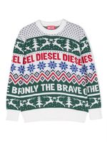 Diesel Kids pull en maille intarsia Kelly - Blanc