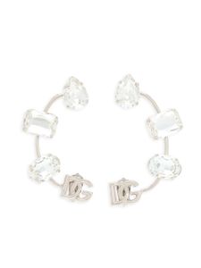 Dolce & Gabbana logo-plaque crystal-embellished ear cuff - Argent