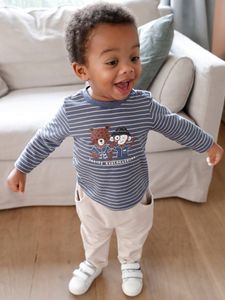 Babyset T-shirt + molton broek indigoblauw