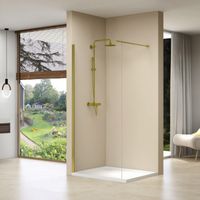 Inloopdouche Van Rijn Products Vaste Wand 120 x 200 cm Helder Glas Incl Stabilisatiestang en Gouden Muurprofiel - thumbnail