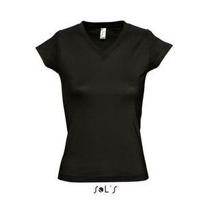 Dames t-shirt V-hals zwart 100% katoen slimfit