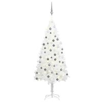 VidaXL Kunstkerstboom met verlichting en kerstballen 150 cm PVC wit