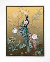 Urban Cotton Wandkleed 'Peacock' 145 x 190cm in Floating Frame - black