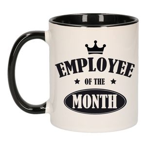 1x stuks collega cadeau mok / beker zwart employee of the month