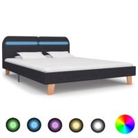 Bedframe met LED zonder matras stof donkergrijs 150x200 cm