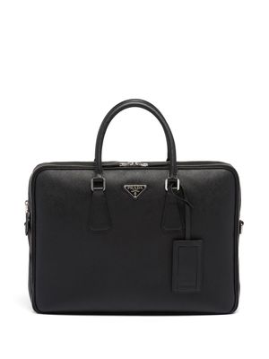 Prada porte-documents en cuir saffiano - Noir