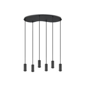 Metaal kroonluchter - Industrie hanglamp - Zwart - Met 6 pcs lampvoeten - Ontworpen voor Eetkamer en Slaapkamer - 60 x 25.8 x 117.5cm - set met E27 Lamphouder - voor Lampenkap met Doorsnede max 15cm - Gloeilamp Niet Inbegrepen