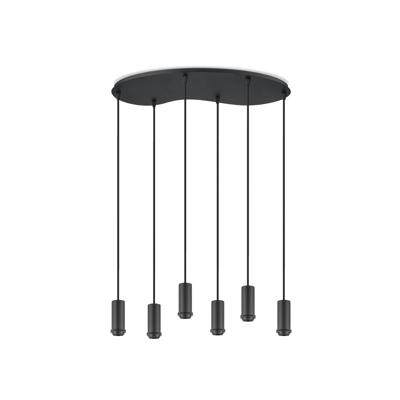 Metaal kroonluchter - Industrie hanglamp - Zwart - Met 6 pcs lampvoeten - Ontworpen voor Eetkamer en Slaapkamer - 60 x 25.8 x 117.5cm - set met E27 Lamphouder - voor Lampenkap met Doorsnede max 15cm - Gloeilamp Niet Inbegrepen