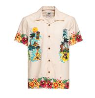 King Kerosin Honolulu Hawaiian Style Shirt Ecru-S