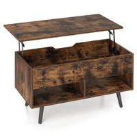 Verstelbare Salontafel met Opklapbaar Tafelblad en 2 Open Planken Rustiek Bruin Verstelbare Salontafel met Opklapbaar Tafelblad en 2 Open Planken Rustiek Bruin