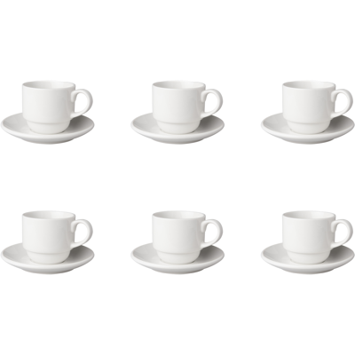 Mammoet Kop en schotel Budgetline Breed 20 cl 13.5 cm wit 6 stuks