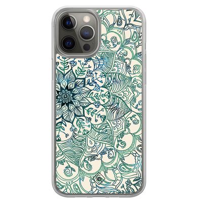 iPhone 12 (Pro) hybride hoesje - Mandala blauw