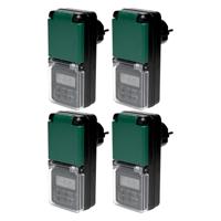 Digitale tijdklok - 4x - zwart - spatwaterdicht - 230 Volt - buiten