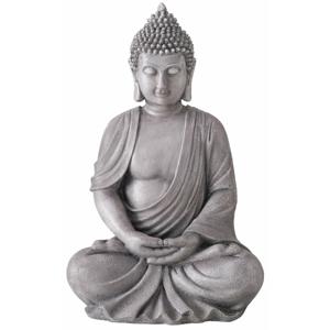 Boeddha beeld Karuso - binnen/buiten - kunststeen - antiek betongrijs - 26 x 17 x 39 cm