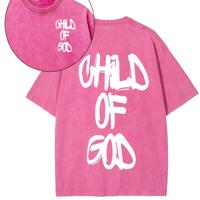 Men's Oversized Washed Cotton T-Shirt | Dark Grey Graphic Tee Hot Pink / L