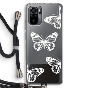 White butterfly: Xiaomi Redmi Note 10 Pro Transparant Hoesje met koord