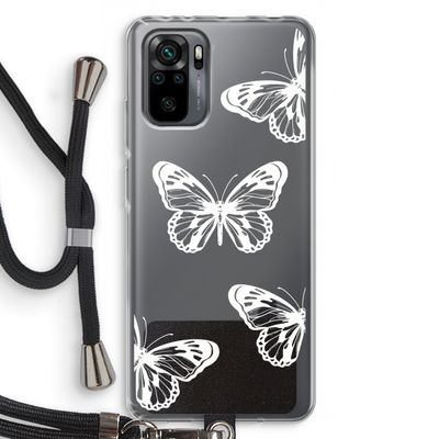 White butterfly: Xiaomi Redmi Note 10 Pro Transparant Hoesje met koord