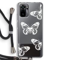 White butterfly: Xiaomi Redmi Note 10 Pro Transparant Hoesje met koord