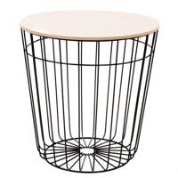 ITEM Bijzettafel - rond - zwart - ijzer en hout - 39 x 40.5 cm - decoratief en praktisch