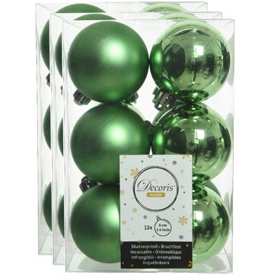 Decoris kerstballen - 36x st - groen - D6 cm - kunststof - kerstversiering