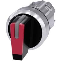Siemens 3SU10522BP200AA0 3SU1052-2BP20-0AA0 Knevelschakelaar Metalen frontring, Hoogglans, Verlicht Knevel Zilver, Rood, Zwart 2 x 45 ° 1 stuk(s)