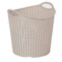 Gevlochten wasmand/opbergmand - flexibel - beige - 27 liter - rond - kunststof