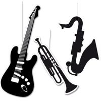 Muziek thema hangdecoraties - versiering set - 6-delig - Muziek instrumenten - Feestartikelen Muziek thema hangdecoraties - versiering set - 6-delig - Muziek instrumenten - Feestartikelen