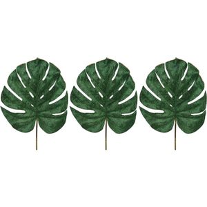 3x Monstera Deliciosa gatenplant kunsttakken groen 80 cm fluweel