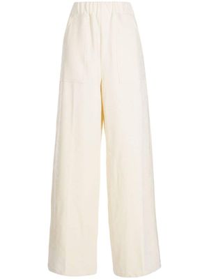 System pantalon évasé en velours à taille élastiquée - Blanc
