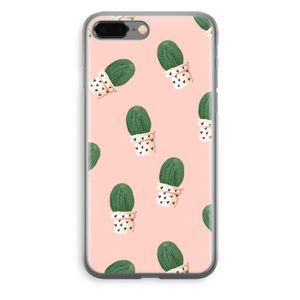 Cactusprint roze: iPhone 8 Plus Transparant Hoesje