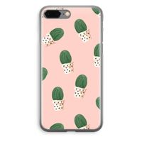 Cactusprint roze: iPhone 8 Plus Transparant Hoesje