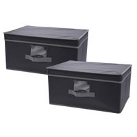 2x stuks kast opberg/opruim manden donkergrijs 31 x 28 x 16 cm - thumbnail