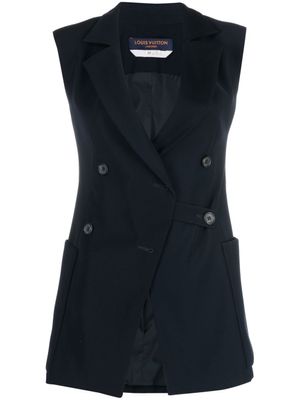Louis Vuitton Pre-Owned veste sans manches croisée à revers crantés (2010) - Bleu