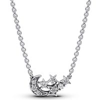 Pandora 392991C01 Ketting Sparkling Moon-Star zilver-zirconia wit 50 cm - thumbnail