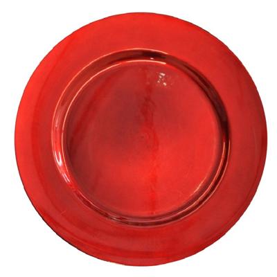 Kaarsenbord - rood - glimmend - rond - 33 cm - kunststof - plateau - onderbord Kaarsenbord - rood - glimmend - rond - 33 cm - kunststof - plateau - onderbord