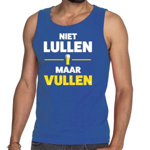 Niet Lullen maar Vullen tekst tanktop / mouwloos shirt blauw