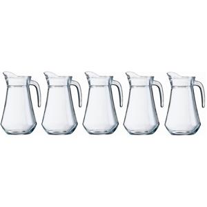 Water karaf - 5x - 1 liter - glas - Sapkan - waterkan - schenkkan - met handvat