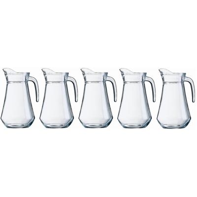 Water karaf - 5x - 1 liter - glas - Sapkan - waterkan - schenkkan - met handvat