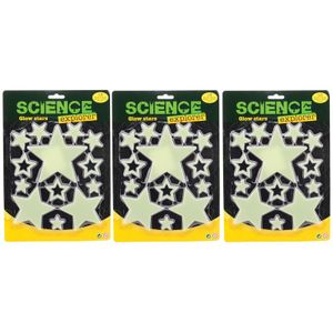 3x Glow in the dark sterren geel 13 stuks
