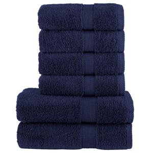 VidaXL 6-delige handdoekenset solund 600 g/m² marineblauw