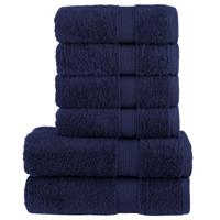 VidaXL 6-delige handdoekenset solund 600 g/m² marineblauw