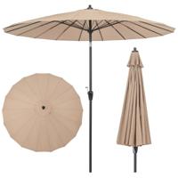 Ø 265 cm Tuinparasol Kantelbare Parasol met Zwengel Buiten Paraplu met 18 Stangen & UV-bestendig Doek