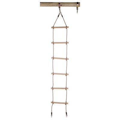 SwingKing touwladder met oogringen en 6 houten treden
