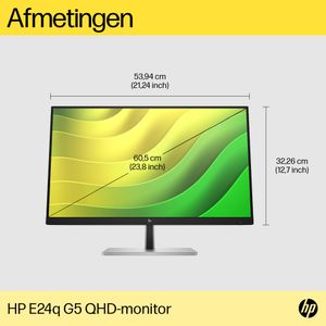 HP E24q G5 LED-monitor Energielabel E (A - G) 60.5 cm (23.8 inch) 2560 x 1440 Pixel 16:9 5 ms HDMI, DisplayPort, USB 3.2 Gen 1 (USB 3.0), USB-B IPS LED