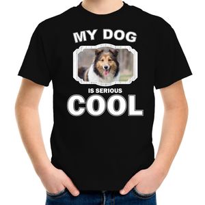 Honden liefhebber shirt Sheltie my dog is serious cool zwart voor kinderen