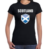 Schotland landen supporter t-shirt met Schotse vlag schild zwart dames